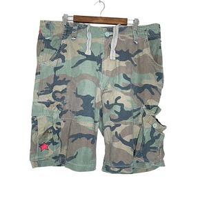 Red Snap 40 Mens Multicolor Camouflage Flat Front Regular Fit Cargo Shorts